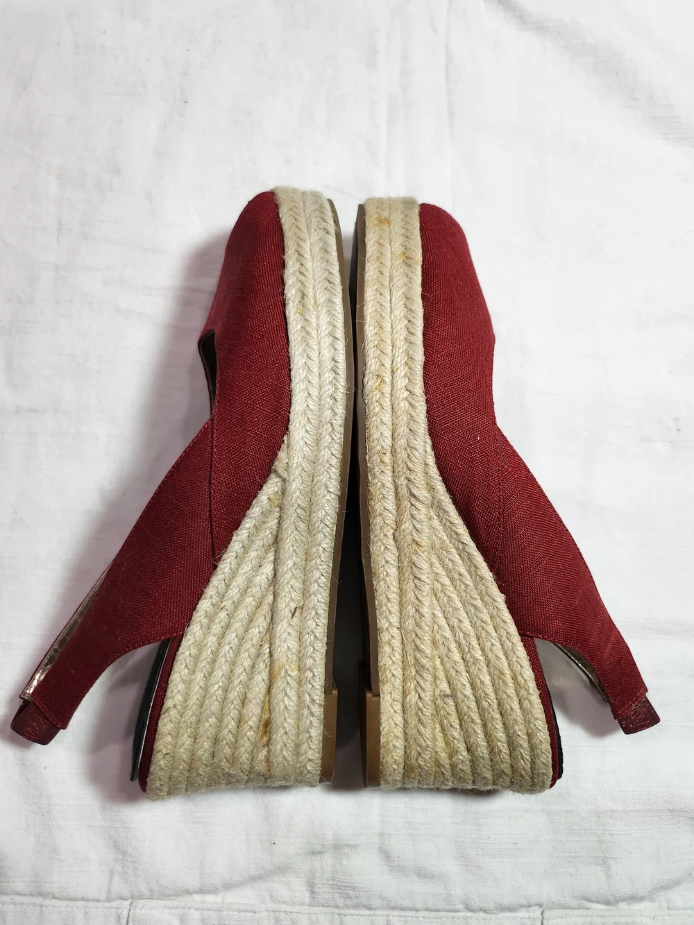 Jessica Simpson Red Canvas Slingback Espadrille Wedge Sandals Size 8